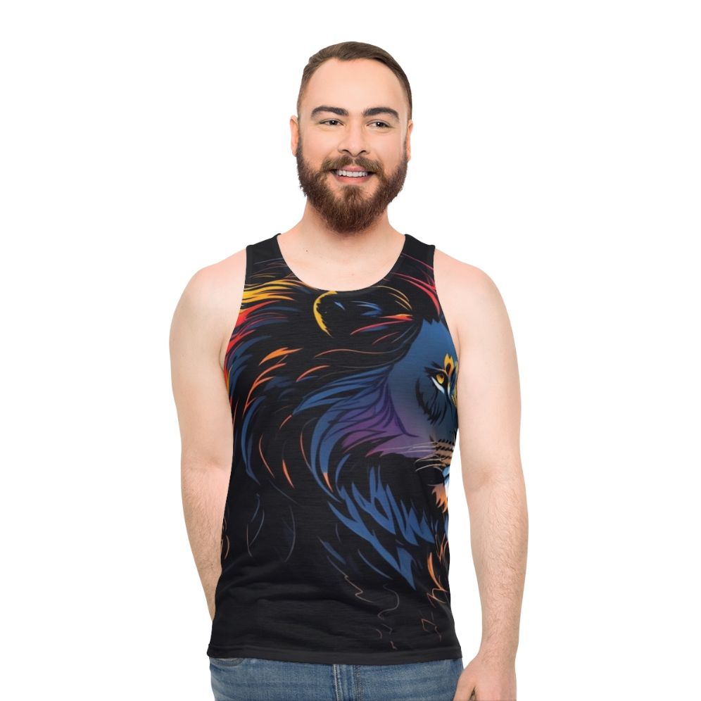 Unisex tank top with iconic lion print - men