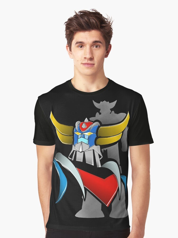 Vintage Goldorak (Grendizer) graphic t-shirt design featuring the classic anime robot character. - Men