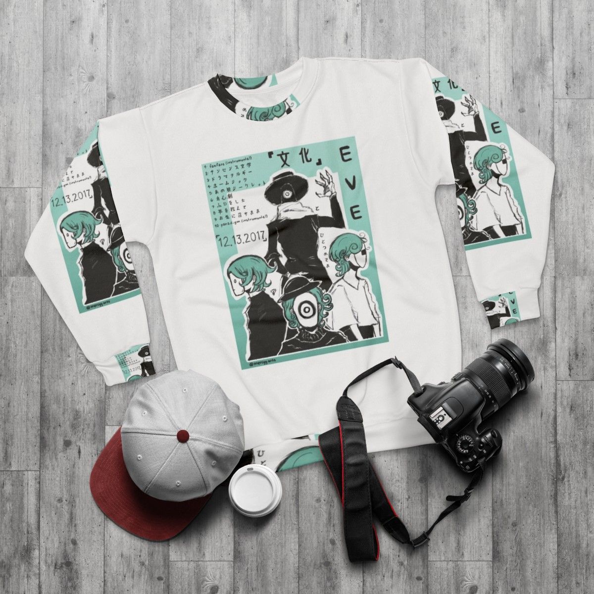 Eve Bunka Album Design Sweatshirt - Japanese Singer Merchandise - flat lay