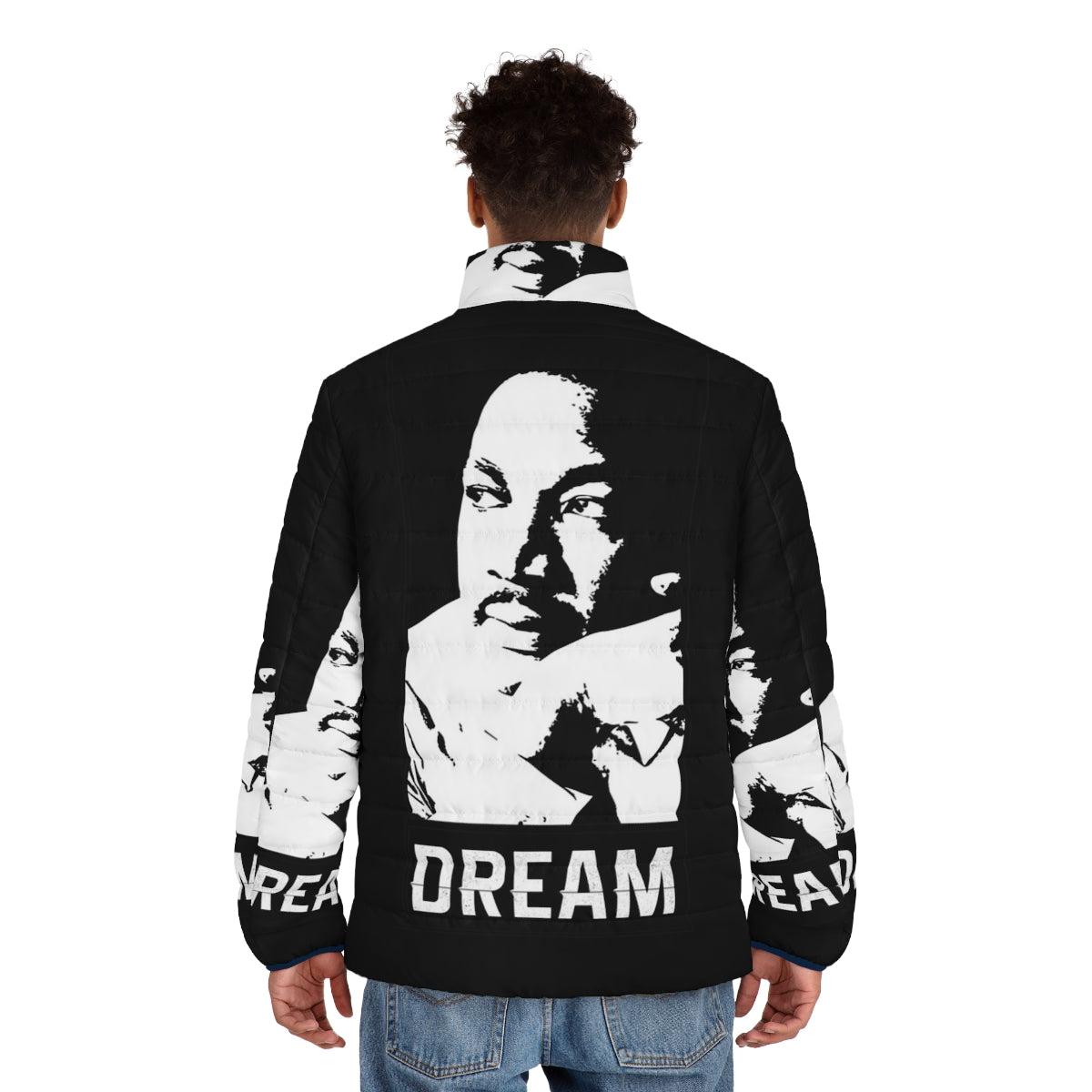 Martin Luther King Jr. puffer jacket featuring "I Have a Dream" design - men back