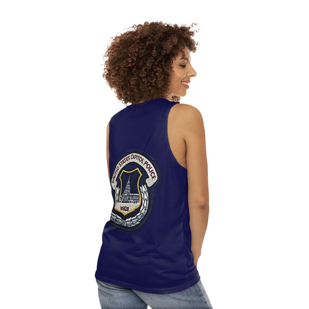 US Capitol Police Unisex Tank Top with Capitol Building Graphic - women back