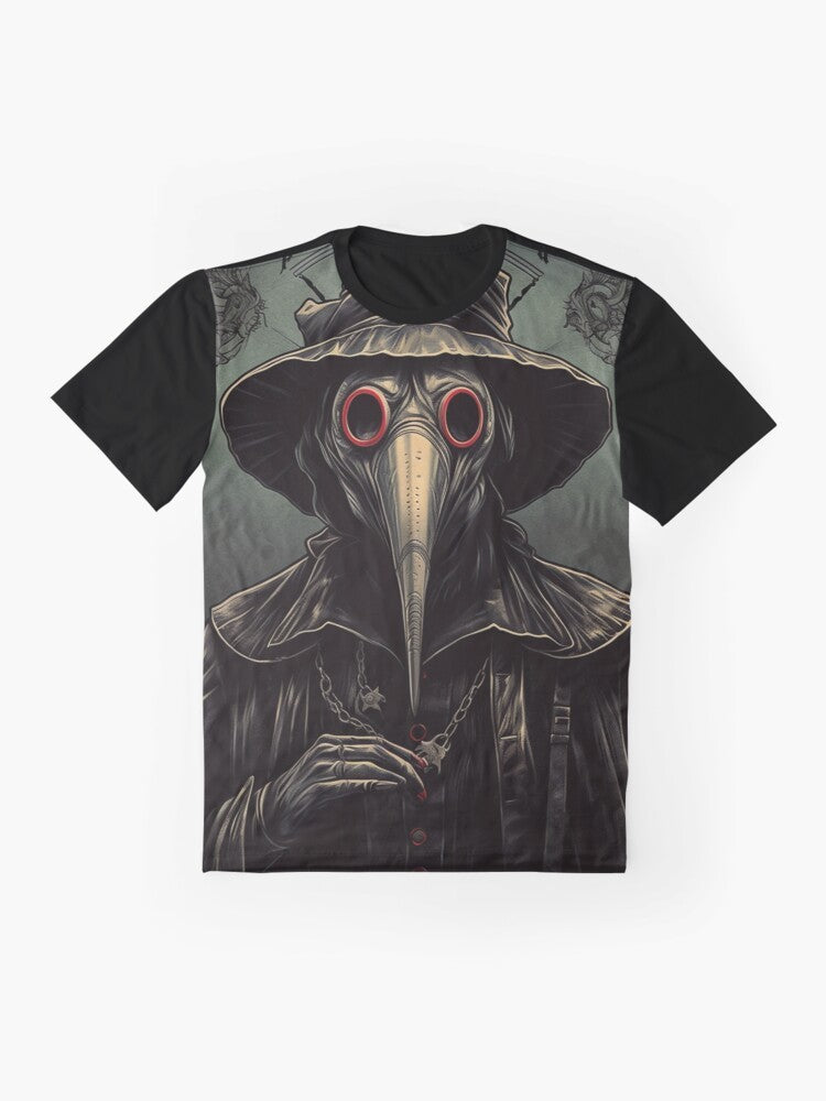 Plague Doctor - Black Plague Graphic T-Shirt Design - Flat lay