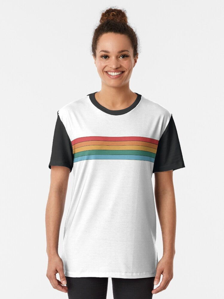 Retro rainbow stripes graphic t-shirt - Women