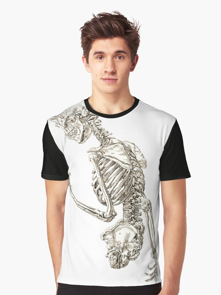 Human skeleton anatomy scientific illustration graphic t-shirt - Men