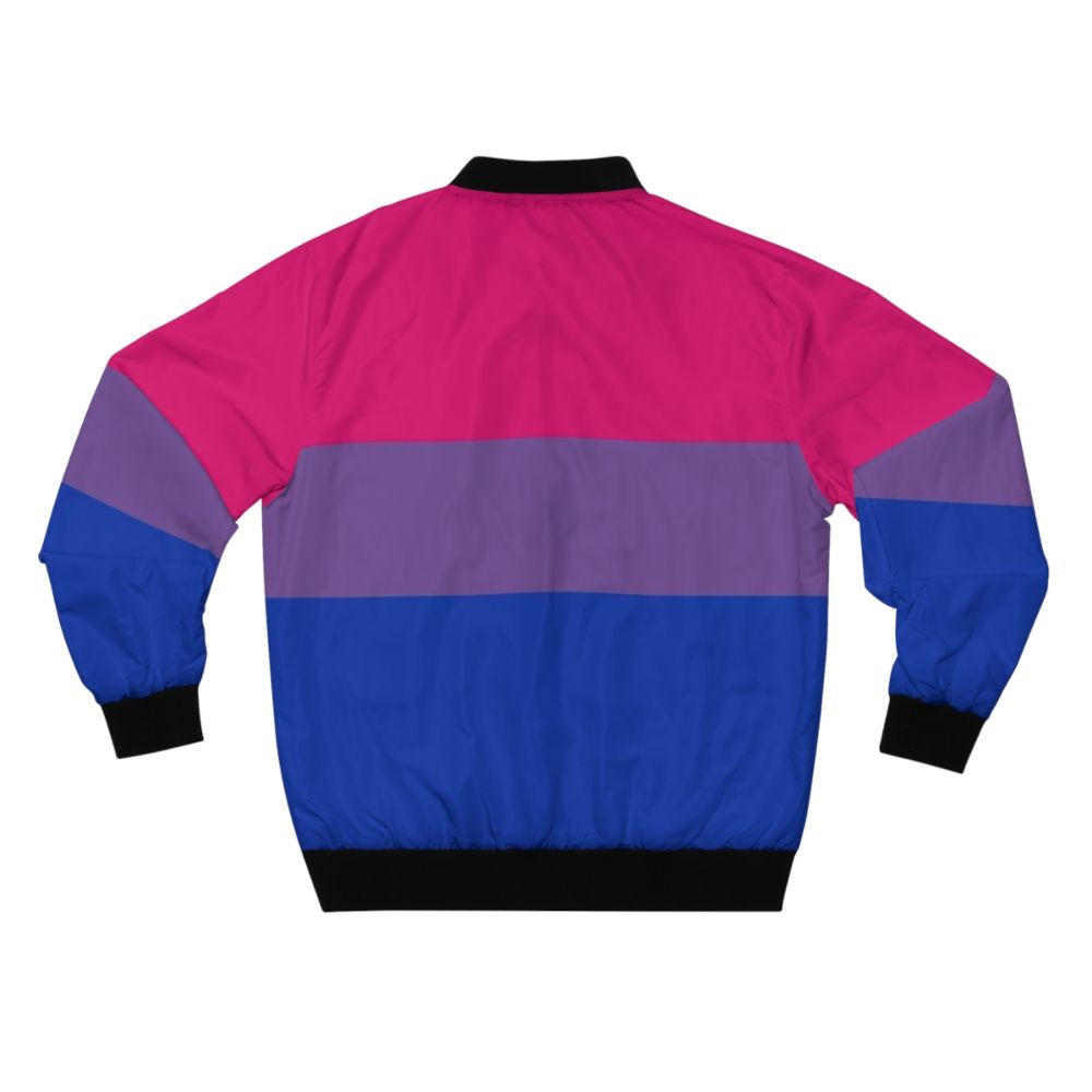 Bisexual pride flag bomber jacket with colorful bisexual pride design - Back