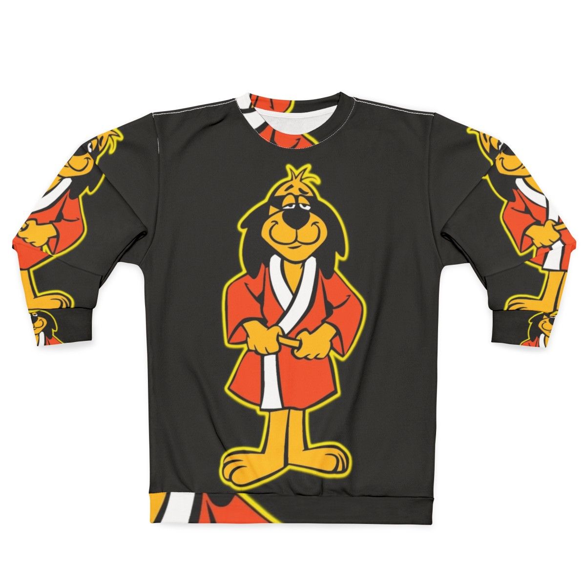 Hong Kong Phooey Cartoon Character Standing on Black Sweatshirt