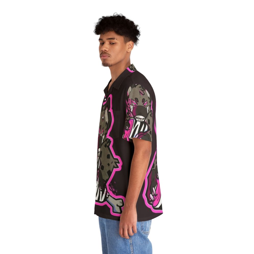 Hyena Meat Pink Hawaiian Shirt with Tropical Animal Print - People Left