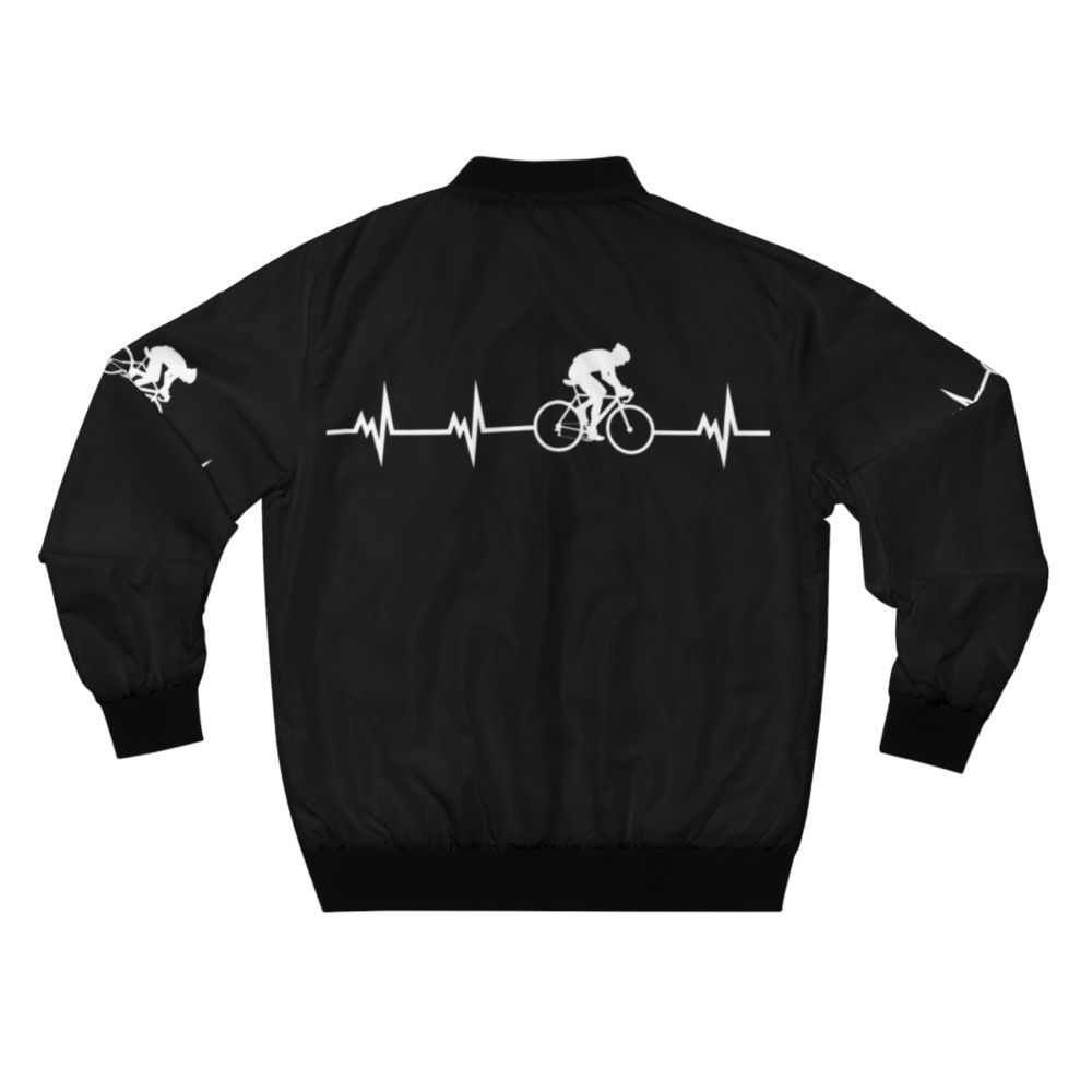 Cycling Heartbeat Bomber Jacket with Heartbeat Design - Back