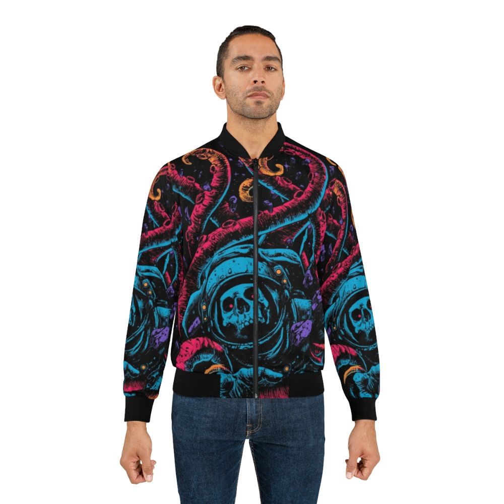 Spooky surrealist bomber jacket with skull and zombie design - Lifestyle