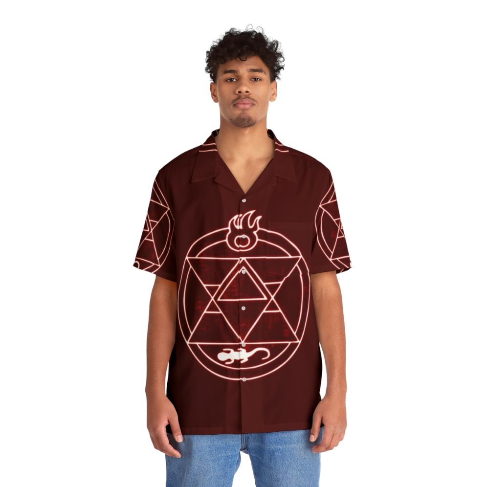 Flame Alchemist Hawaiian Shirt with Fullmetal Alchemist Inspired Design - People Front