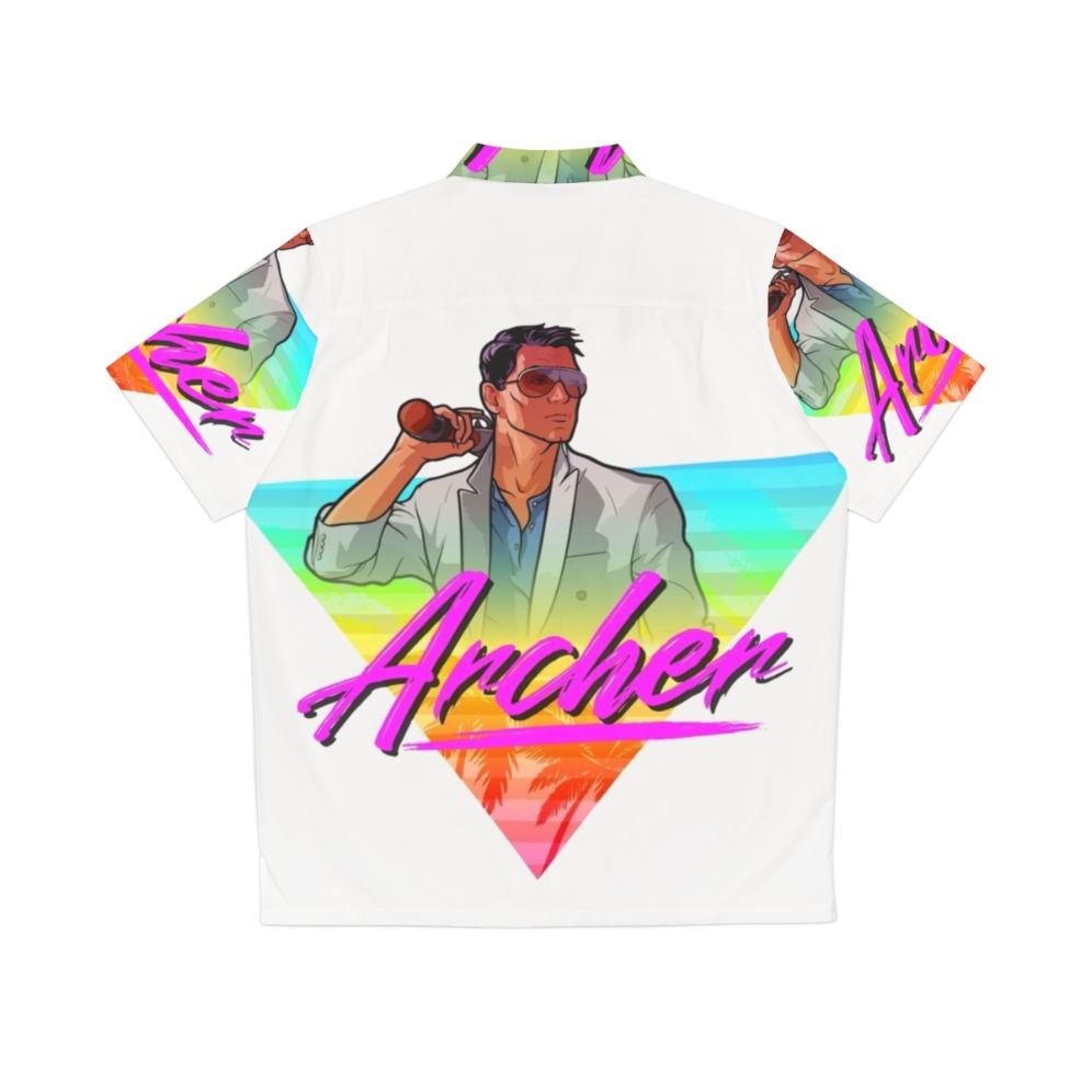 80s Hawaiian Shirt with Archer Vice-Inspired Triangle Design - Back