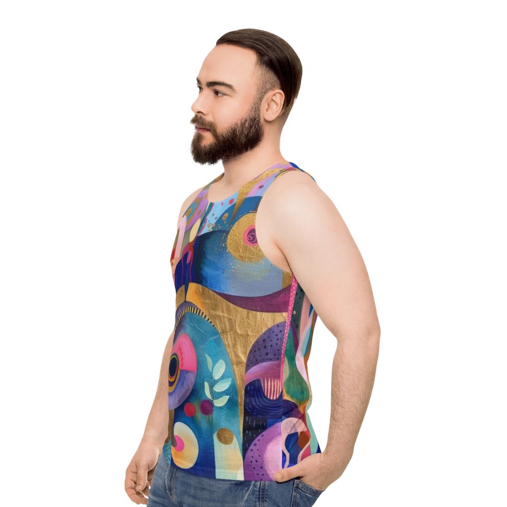 Tropical abstract geometric unisex tank top - men side