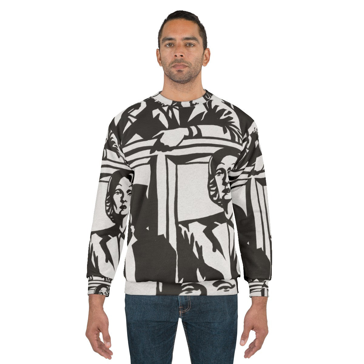 Witness For The Prosecution Sweatshirt featuring Alejandro Mogollo's Expressionist Black and White Art - men