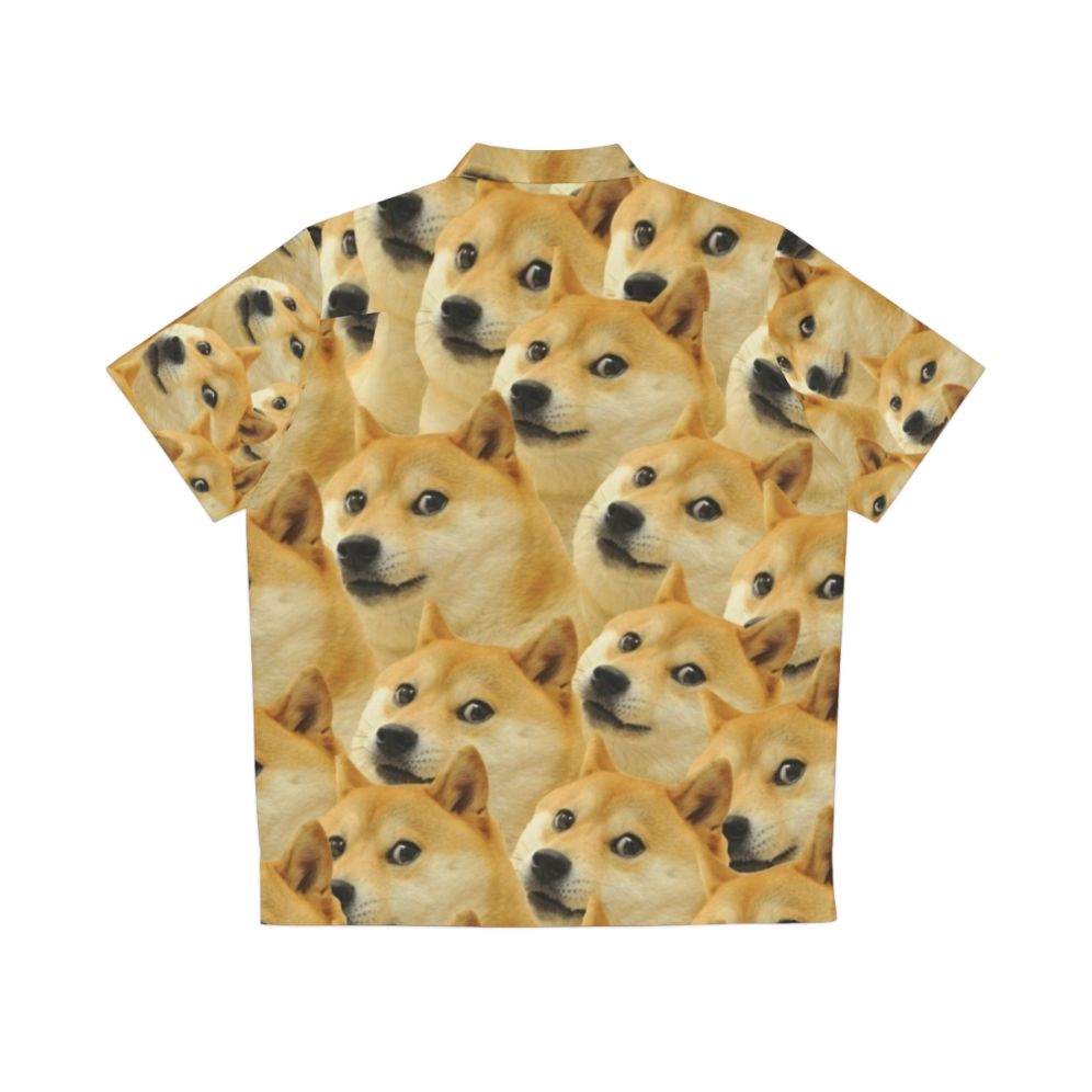 Doge Hawaiian Shirt - Shiba Inu Meme-Themed Pattern - Back