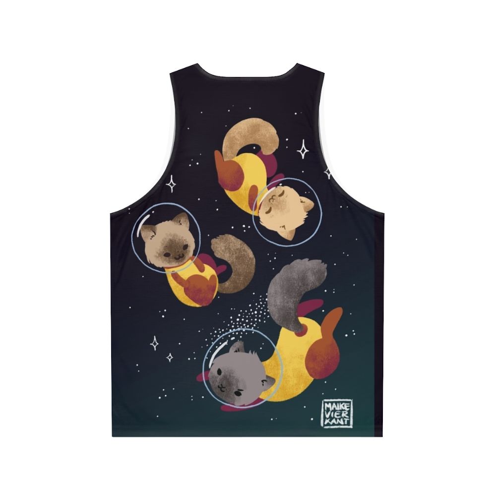 Space Cats Unisex Tank Top with Astronaut Cat Design - Back