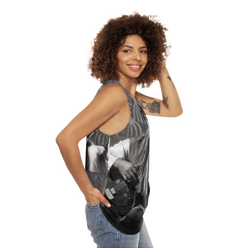 Indian sitar player wearing unisex tank top - women side