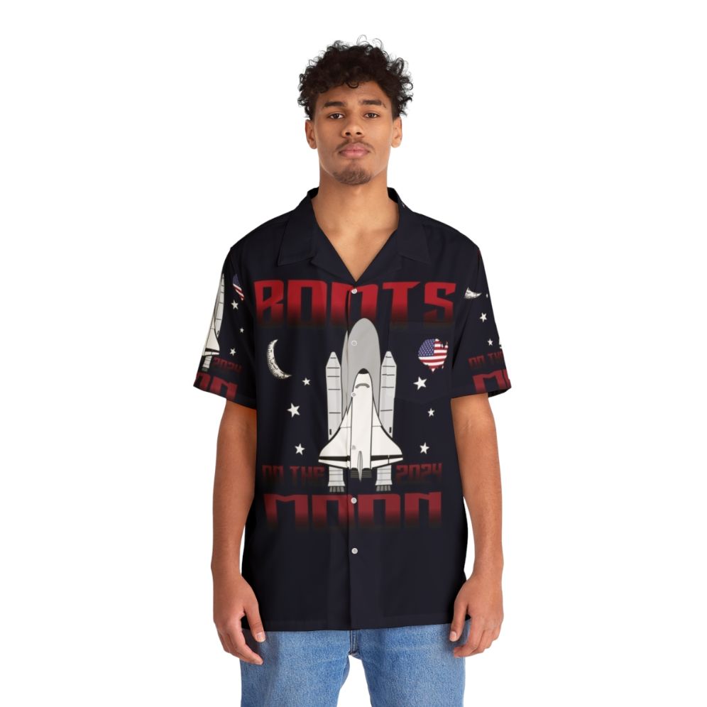 Out-of-This-World Hawaiian Shirt with Space Adventure and Comedy TV Themes - People Front