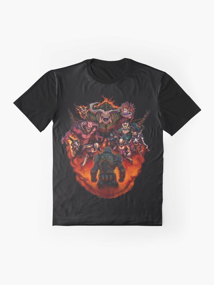 Doom "Fight like Hell 2" Graphic T-Shirt featuring Doomguy character - Flat lay