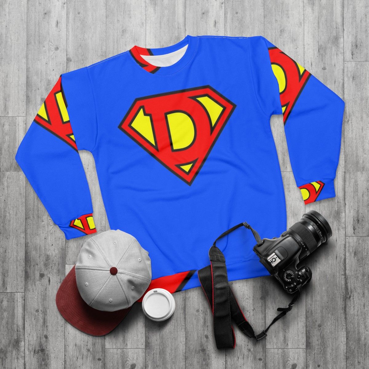 Super Letter "D" Comic Book Sweatshirt - flat lay