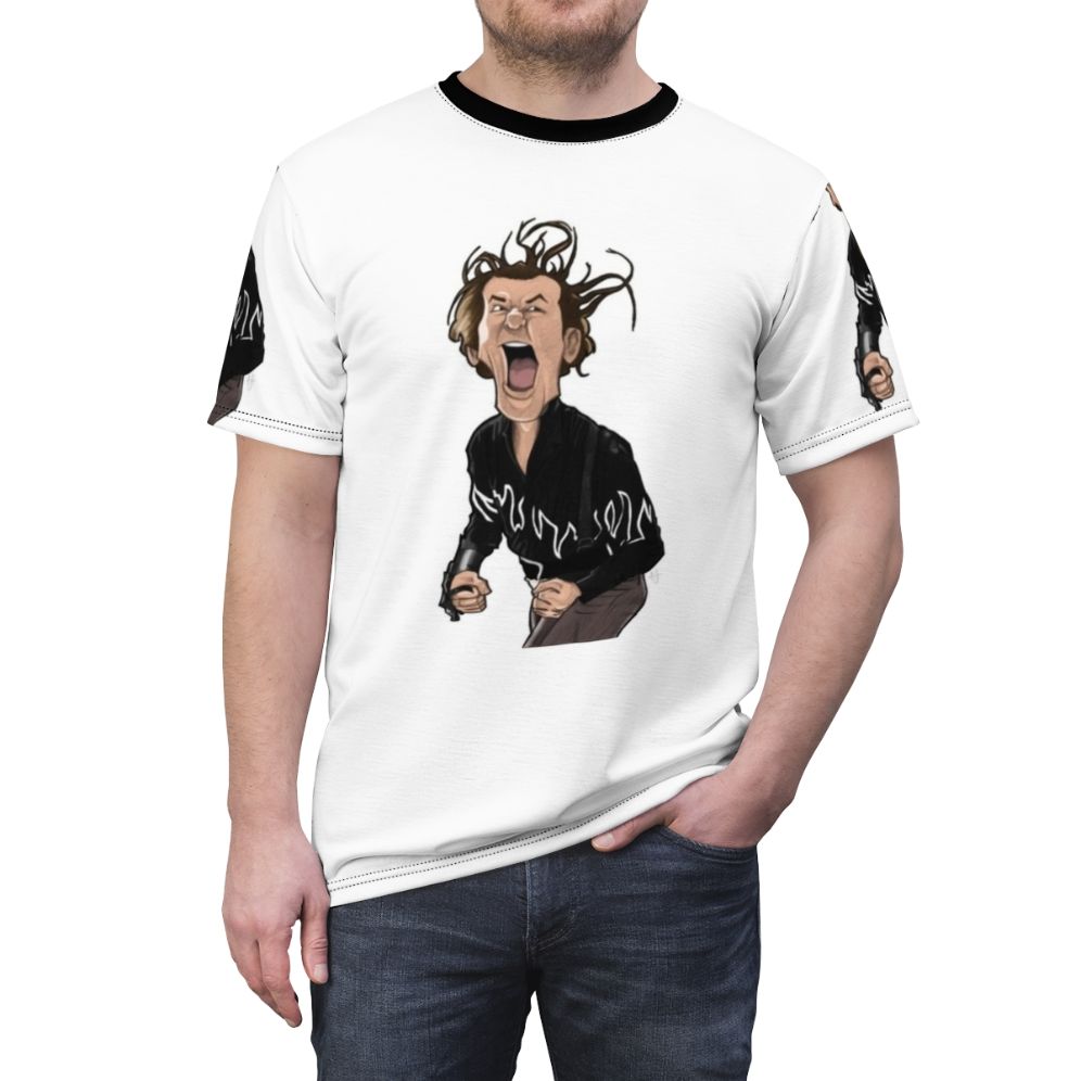 Ernie Mccracken inspired spare t-shirt with bowling and comedy movie graphics - men front