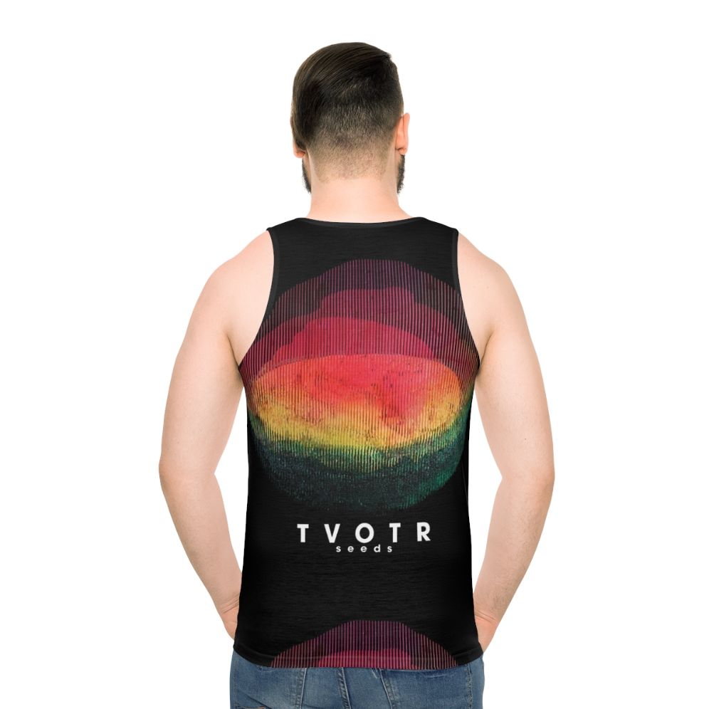 Unisex tank top with TV on the Radio 2022 tour design - men back