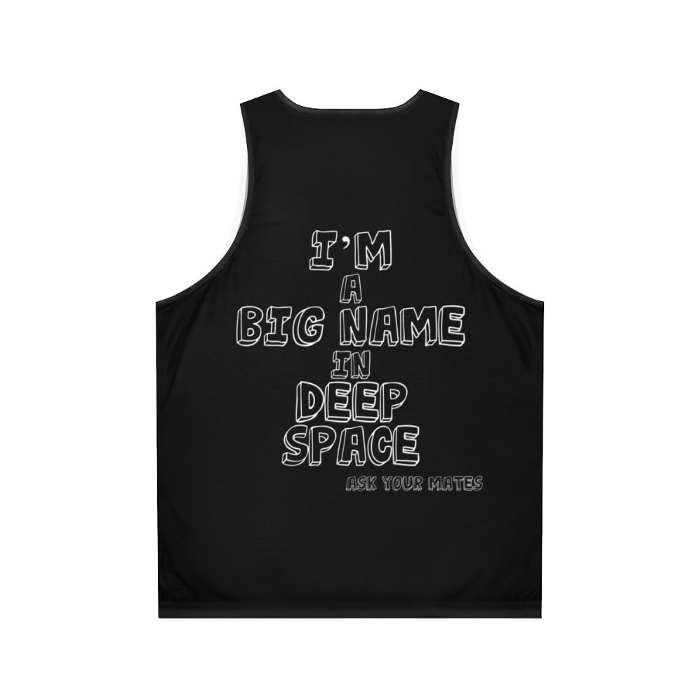 Unisex tank top with 'Big Name in Deep Space' space-themed design - Back