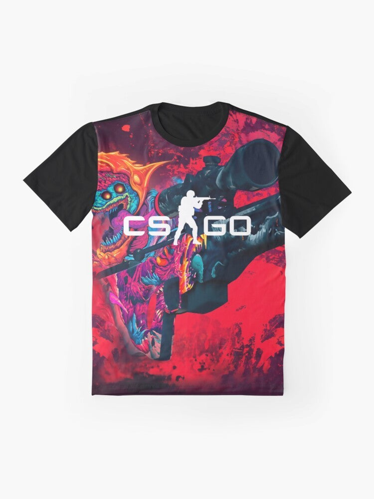 CSGO Hyperbeast Graphic T-Shirt featuring a vibrant and dynamic pattern design - Flat lay