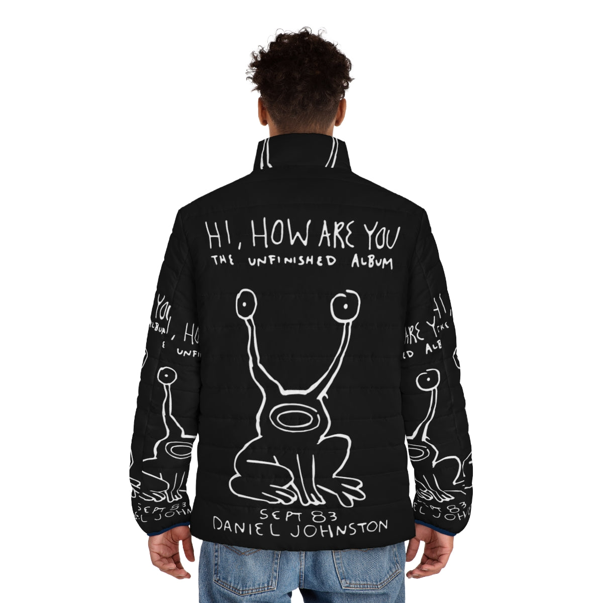 Daniel Johnston inspired 90s indie puffer jacket - men back