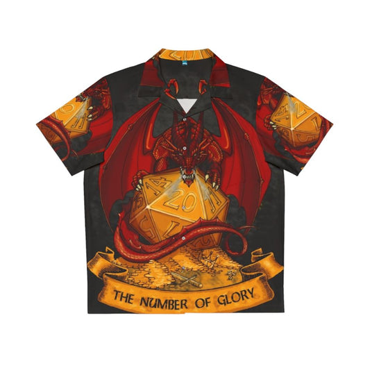Roll The Dice Hawaiian Shirt featuring gaming dice and a dragon design