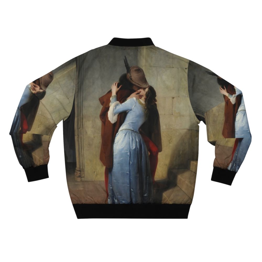 Bomber jacket featuring the famous painting "The Kiss" by Italian artist Francesco Hayez - Back