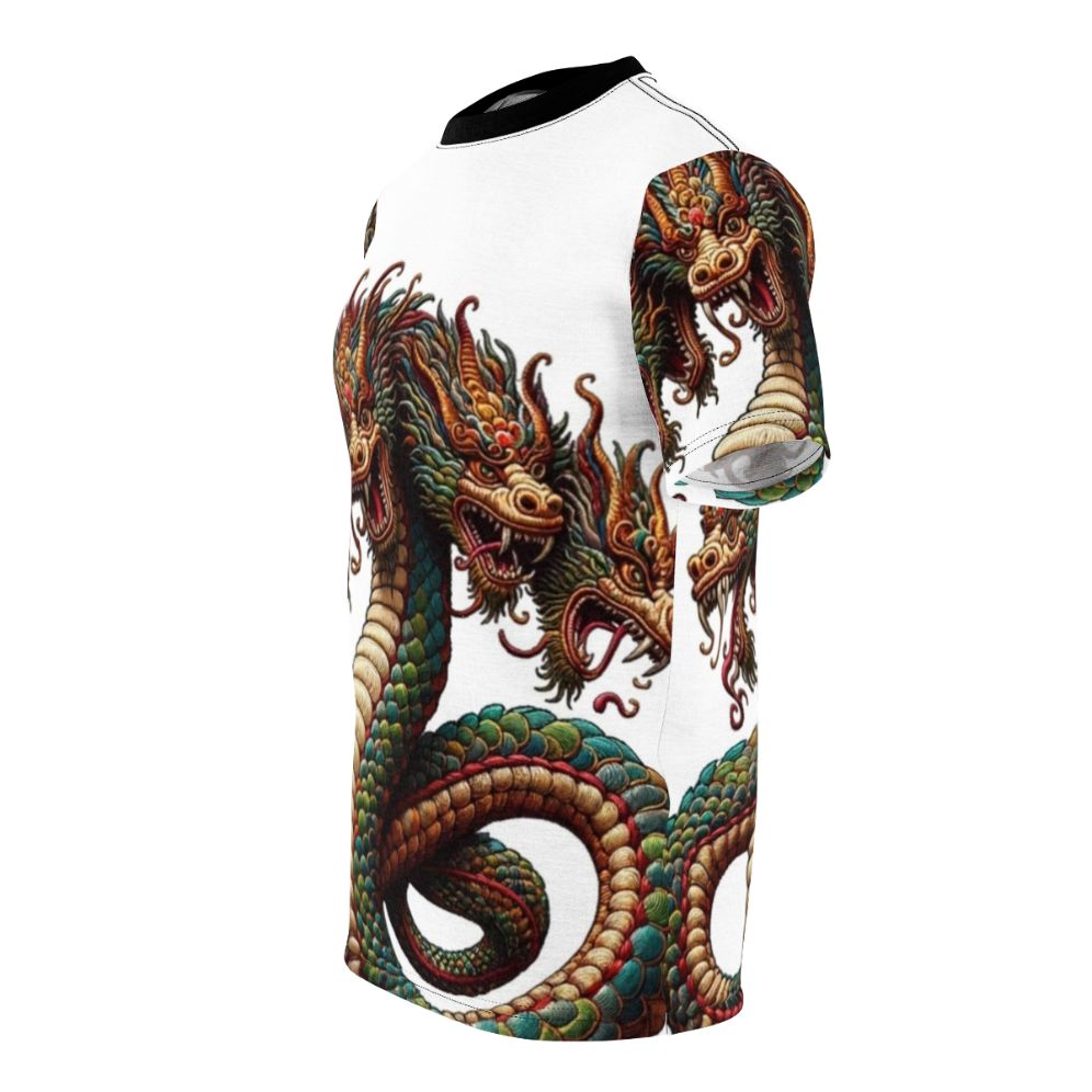 Mythological creature fantasy t-shirt with embroidered legendary beast design - men left