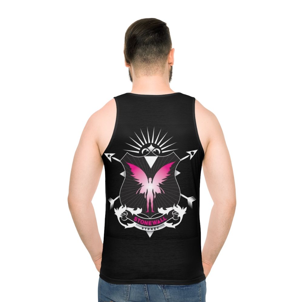 Unisex Stonewall Hotel LGBTQIA Pride Tank Top - men back