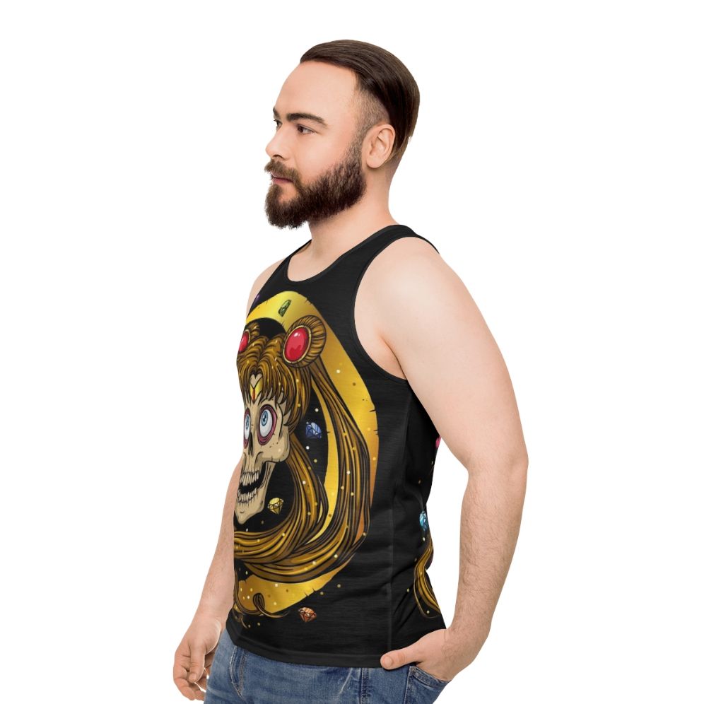 Unisex moon skull tank top - men side