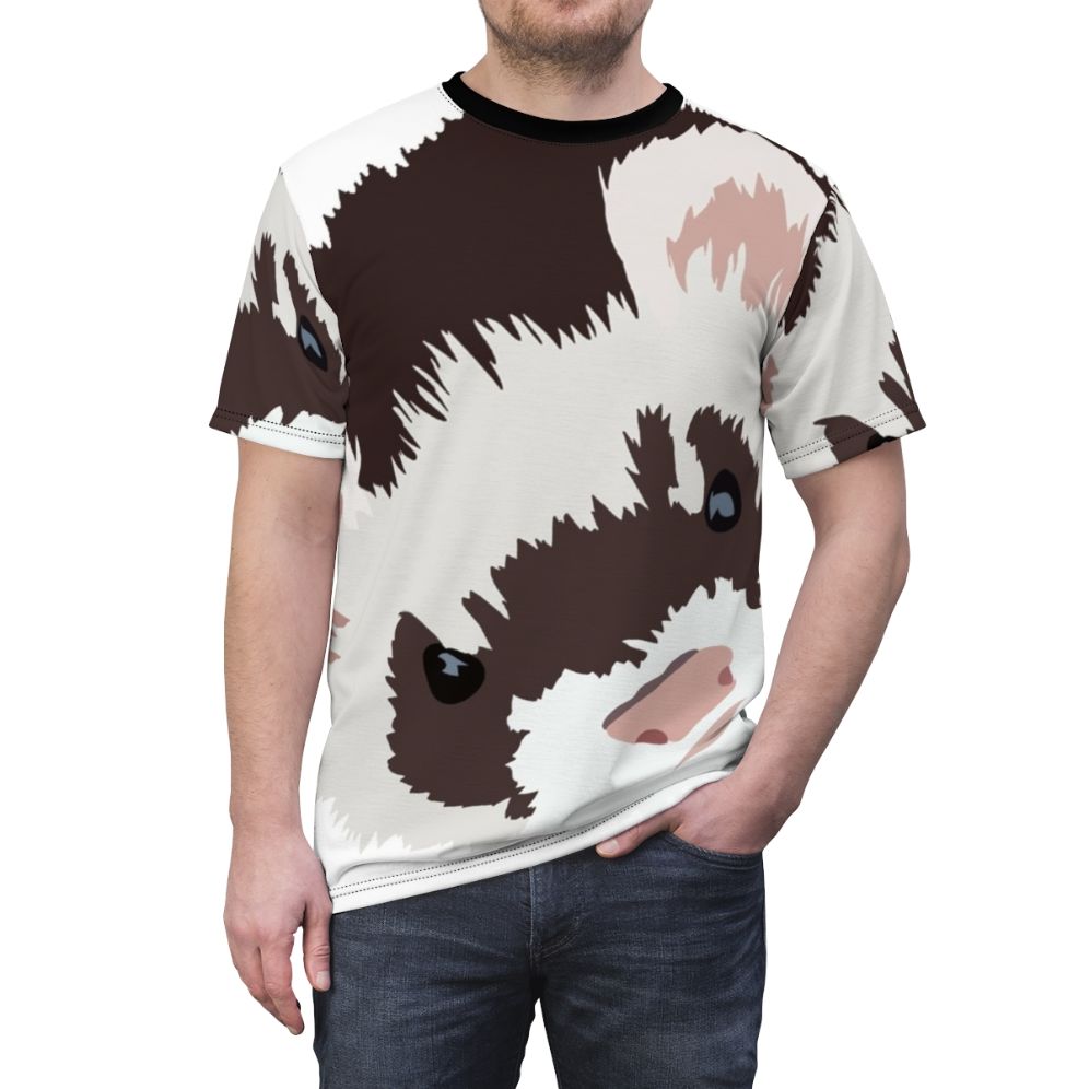 Ferret head vector art design on a t-shirt - men front