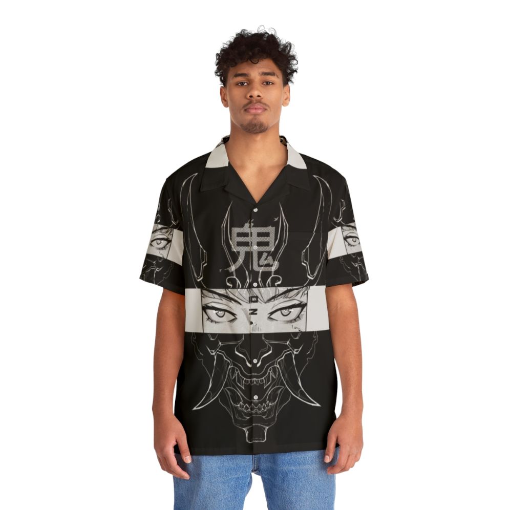 Oni Hawaiian Shirt 2 - Cyberpunk Minimalist Japanese Fashion - People Front