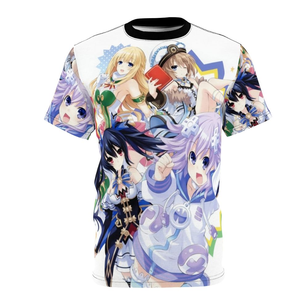 Colorful t-shirt featuring the beloved Neptunia CPU characters from the popular anime and manga series.