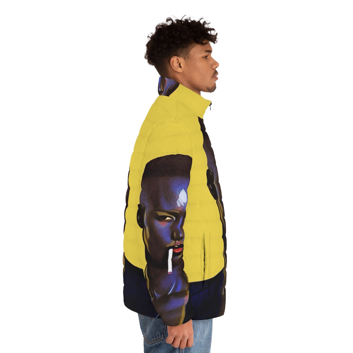 Amazing Grace Puffer Jacket featuring the legendary singer and actress Grace Jones - men side right