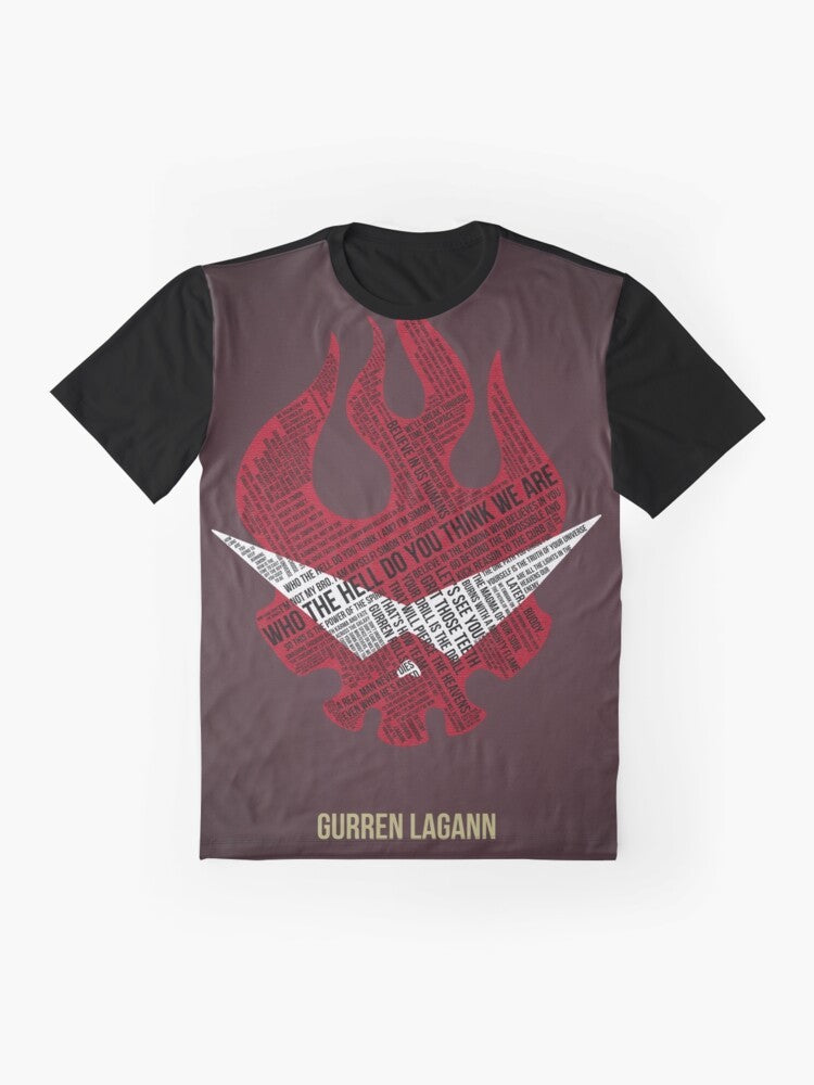 Gurren Lagann anime-inspired typography graphic t-shirt - Flat lay