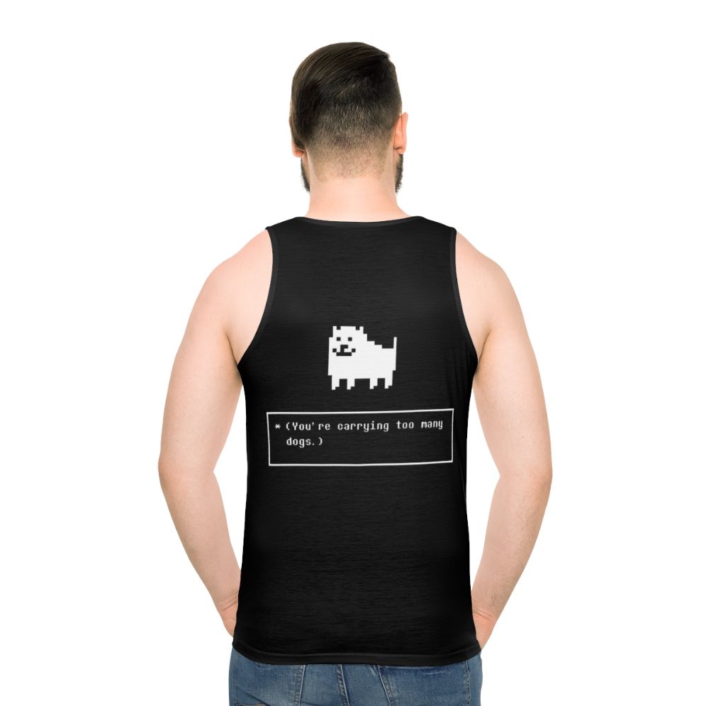 Unisex tank top with annoying dog design inspired by Undertale - men back