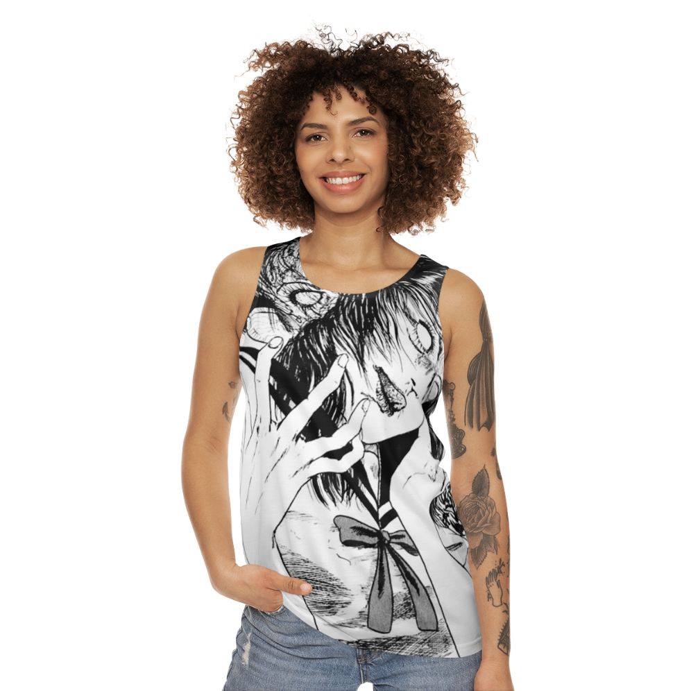 Monochrome horror manga anime junji ito unisex tank top - women