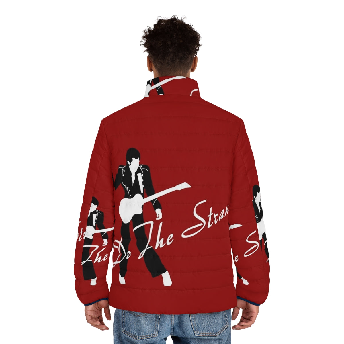 Roxy Ferry Glam Pop Music Puffer Jacket, featuring a stylish and warm design inspired by 70s rock and pop culture. - men back