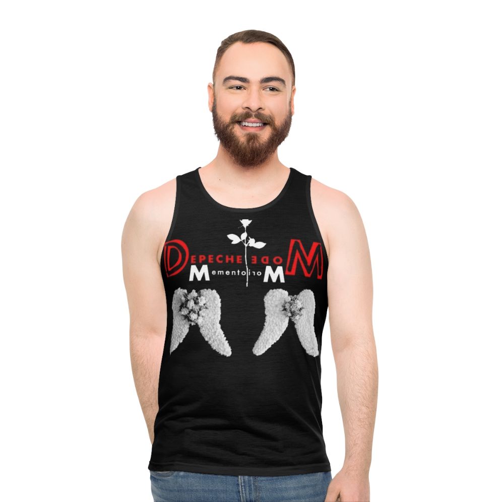 Depeche Mode unisex tank top with retro 80s graphic design - men