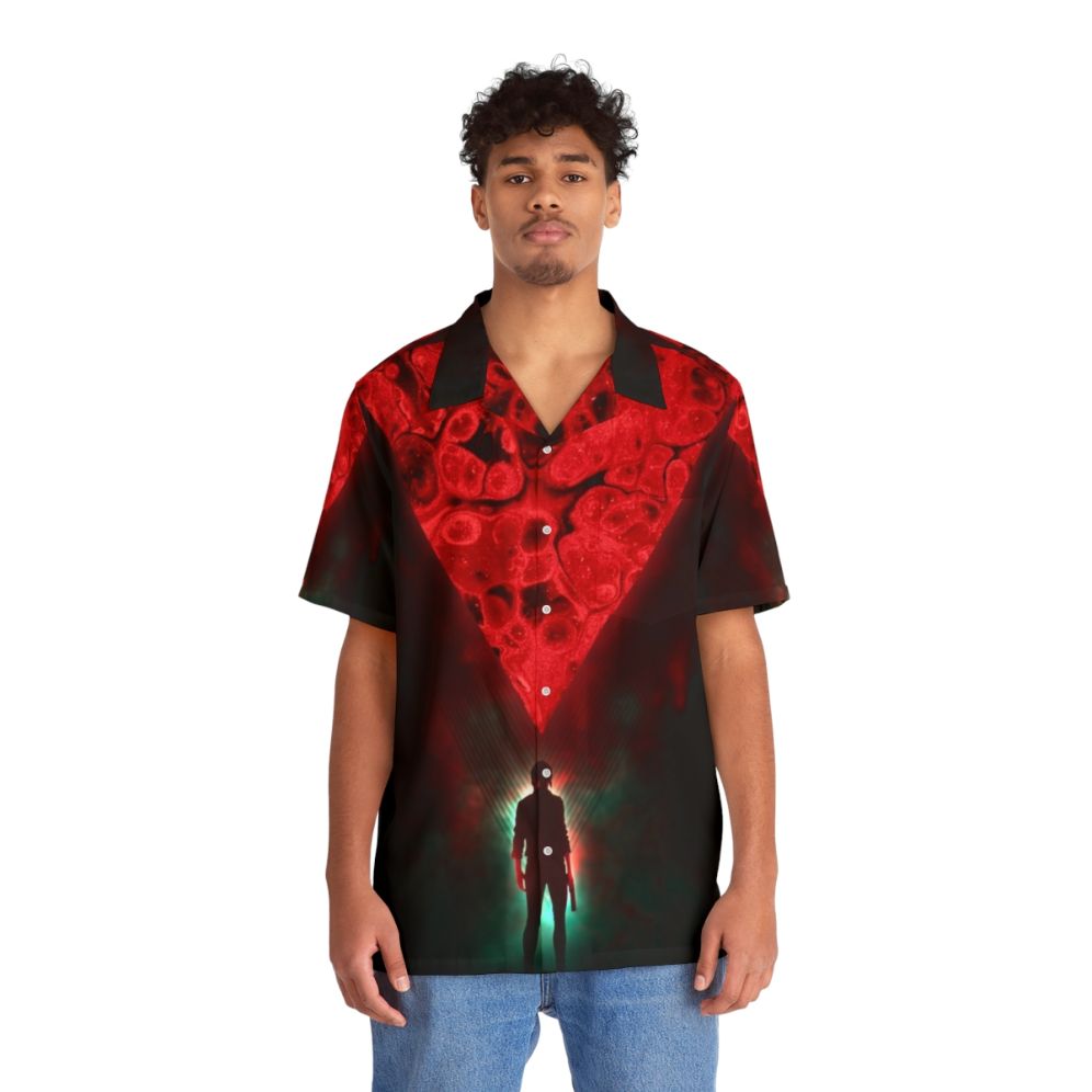 Control Hawaiian Shirt 2 - Retro 80s sci-fi gaming shirt with psychic powers and vintage video game elements - People Front