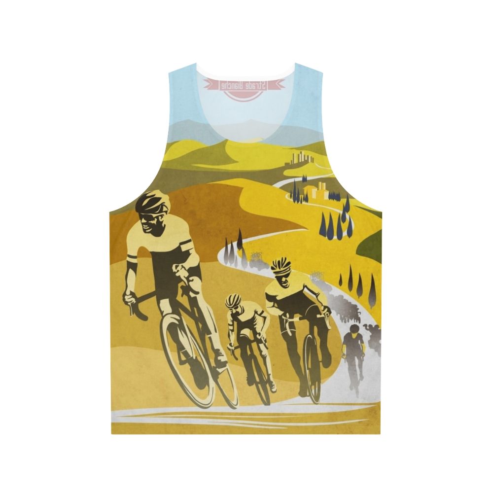 Strade Bianche retro cycling art unisex tank top