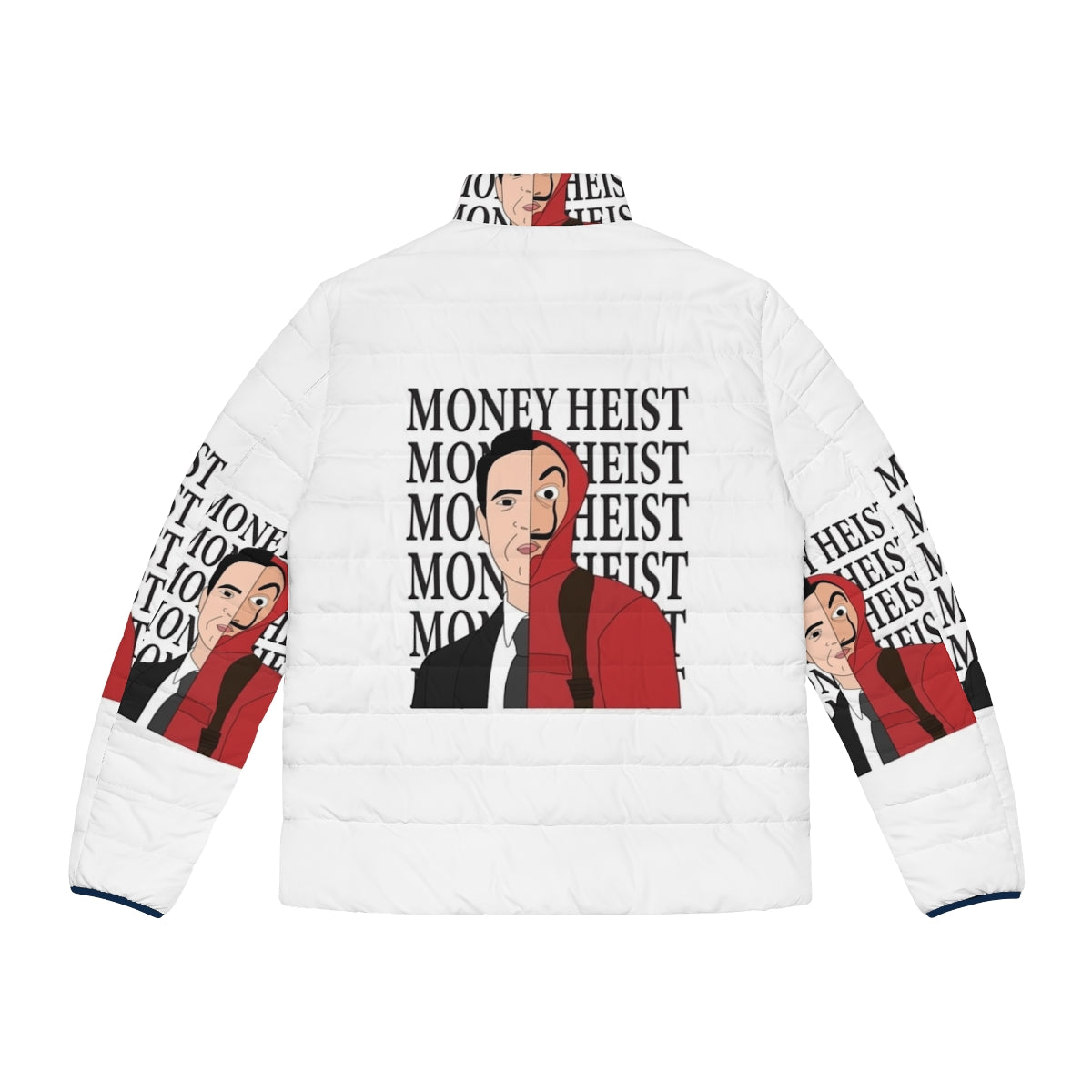 Money Heist Berlin Illustration Puffer Jacket - Back