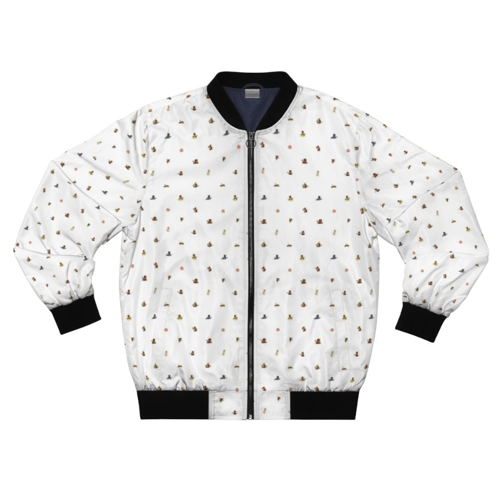 Monkey King-inspired bomber jacket with playful monkey print design