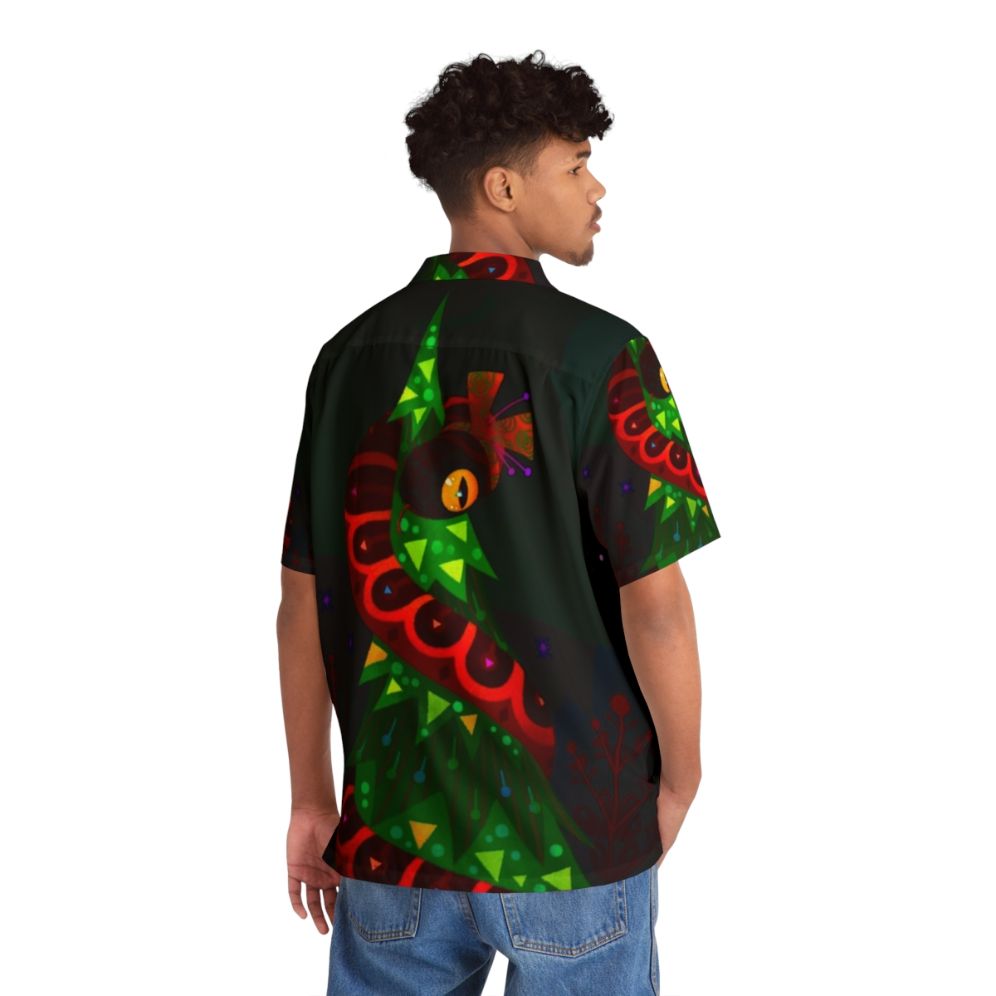 Christmas Snake Hawaiian Shirt with marine life and snow - People Back