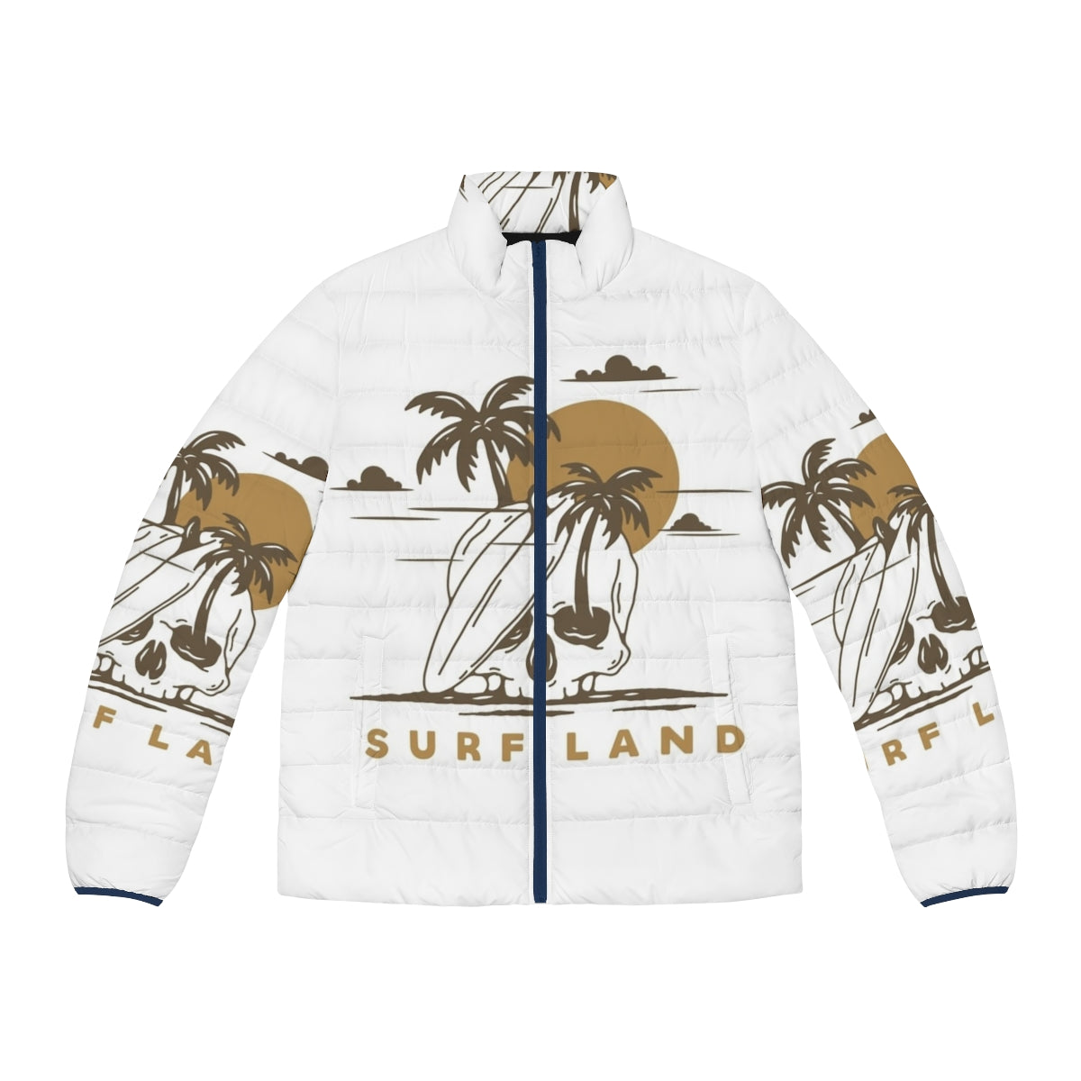 Surf Land Puffer Jacket with nature-inspired graphic design