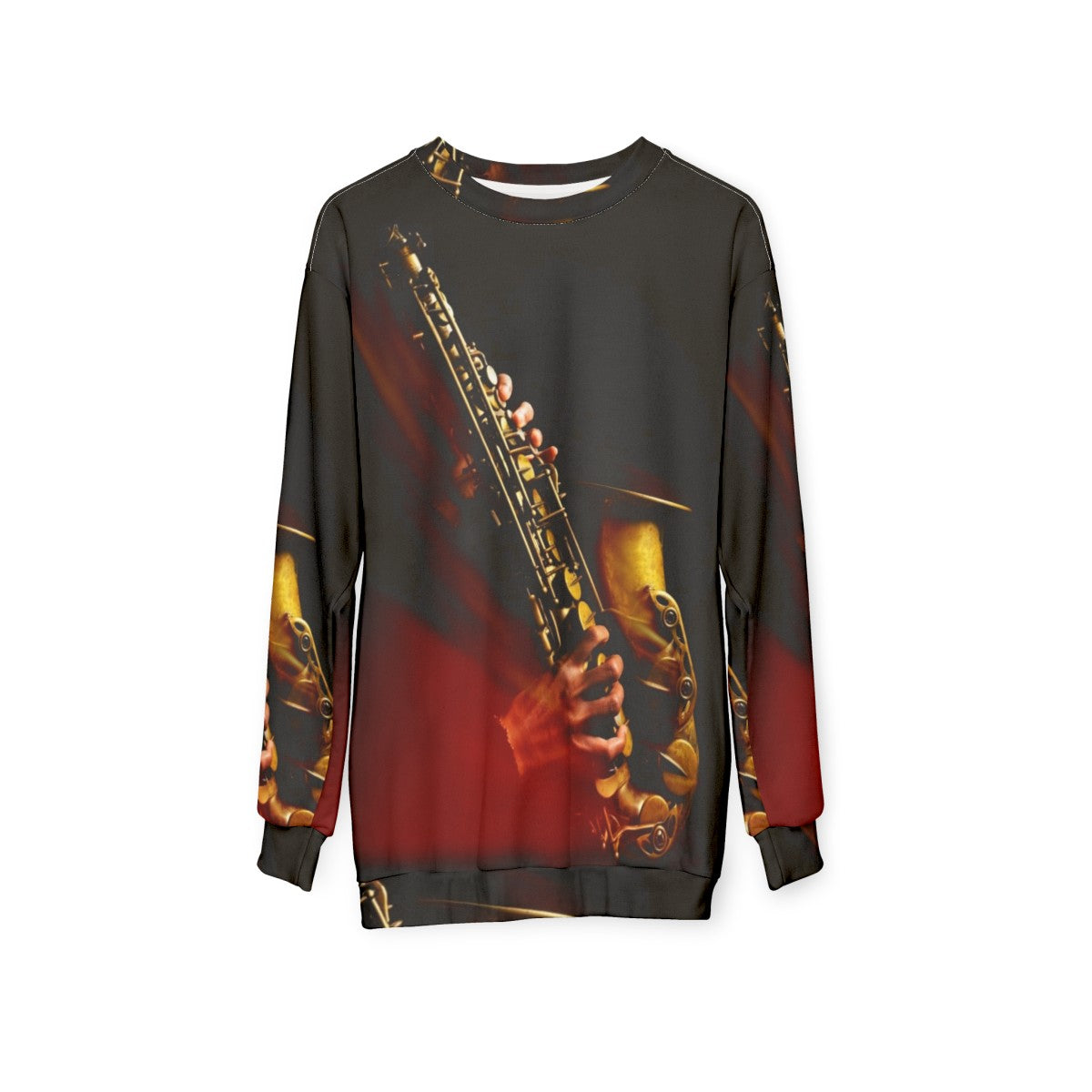 Saxophone Alto Sweatshirt with Flame Red Design - hanging