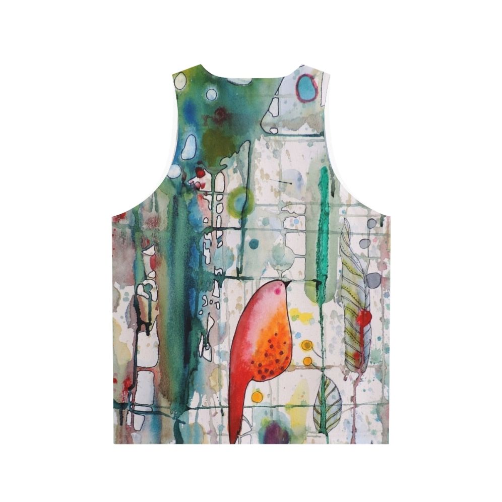 Watercolor and ink bird tank top - Back